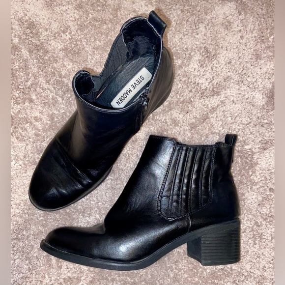 Women’s Steve Madden synthetic leather black ankle boots size 38/8 - Picture 7 of 16